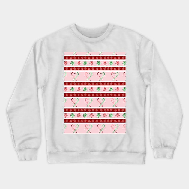 Pink and Red candy cane stripes Crewneck Sweatshirt by Quick Brown Fox Canada 